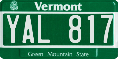 VT license plate YAL817