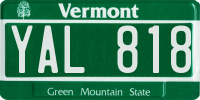 VT license plate YAL818