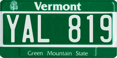 VT license plate YAL819