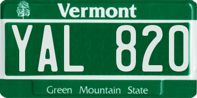 VT license plate YAL820