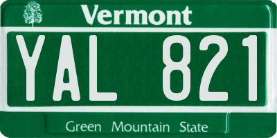 VT license plate YAL821