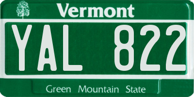 VT license plate YAL822