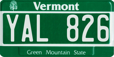VT license plate YAL826