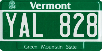 VT license plate YAL828