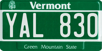 VT license plate YAL830