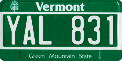 VT license plate YAL831