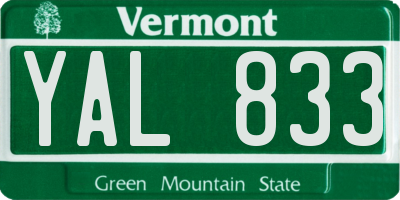 VT license plate YAL833