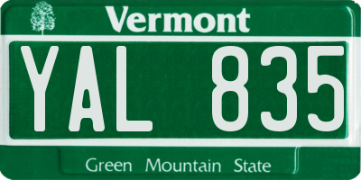 VT license plate YAL835