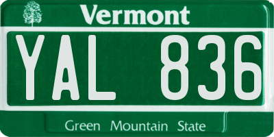 VT license plate YAL836