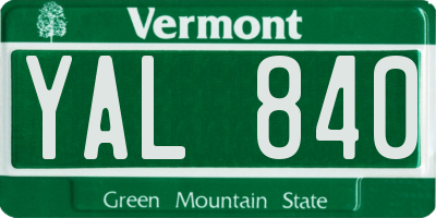 VT license plate YAL840