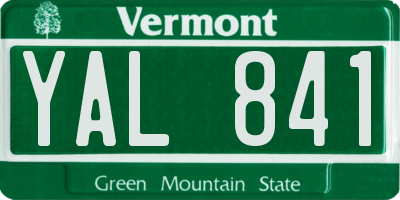 VT license plate YAL841