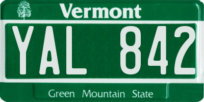 VT license plate YAL842