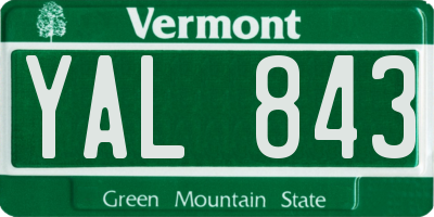 VT license plate YAL843