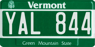 VT license plate YAL844
