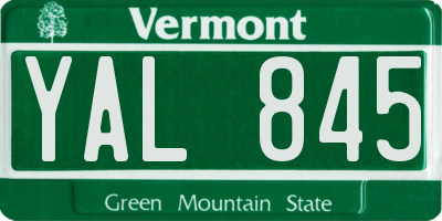 VT license plate YAL845