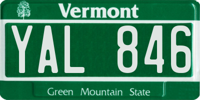 VT license plate YAL846