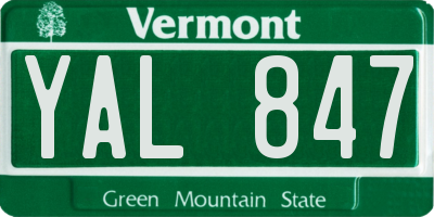 VT license plate YAL847