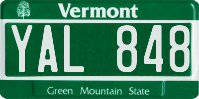 VT license plate YAL848