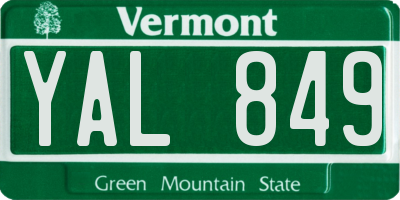 VT license plate YAL849