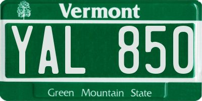 VT license plate YAL850