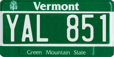VT license plate YAL851