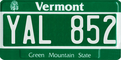 VT license plate YAL852