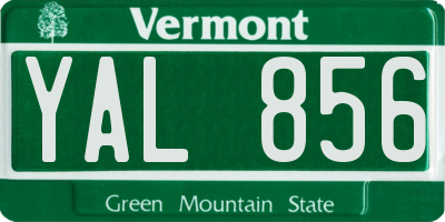 VT license plate YAL856