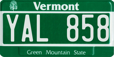 VT license plate YAL858