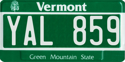 VT license plate YAL859
