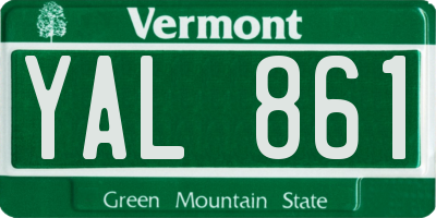 VT license plate YAL861