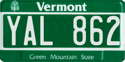 VT license plate YAL862