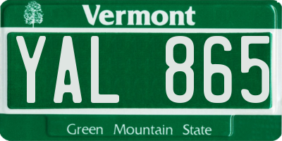 VT license plate YAL865