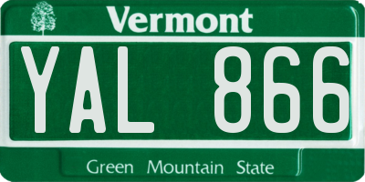 VT license plate YAL866