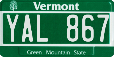 VT license plate YAL867
