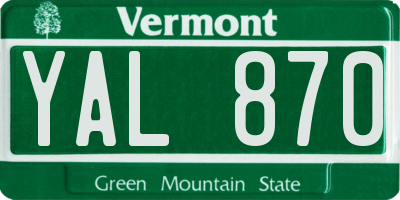 VT license plate YAL870