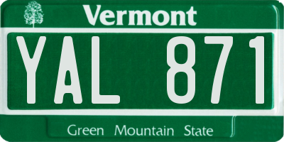 VT license plate YAL871