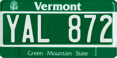VT license plate YAL872