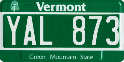 VT license plate YAL873