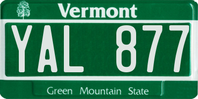 VT license plate YAL877
