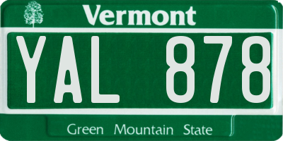 VT license plate YAL878