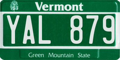 VT license plate YAL879