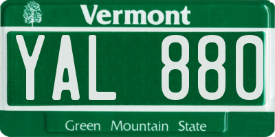 VT license plate YAL880