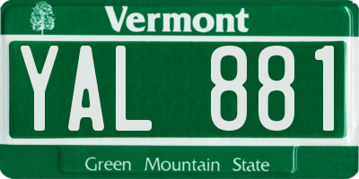VT license plate YAL881
