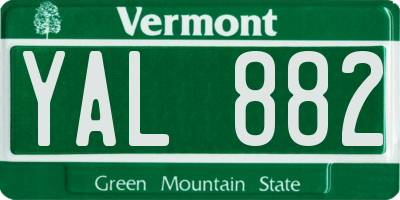 VT license plate YAL882