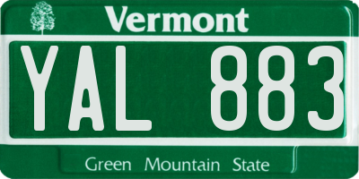 VT license plate YAL883