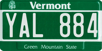 VT license plate YAL884