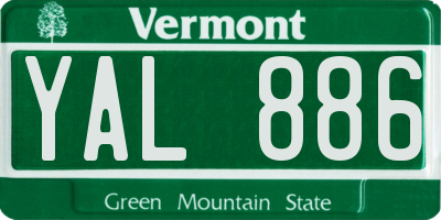 VT license plate YAL886