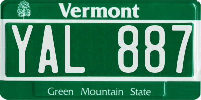 VT license plate YAL887