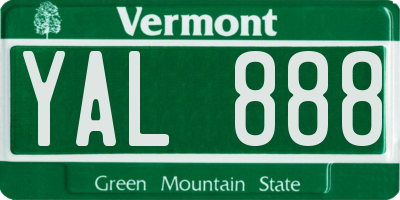 VT license plate YAL888