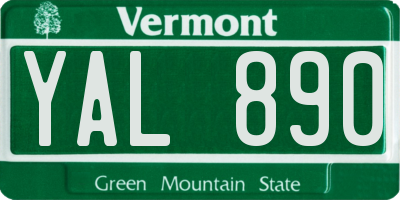 VT license plate YAL890